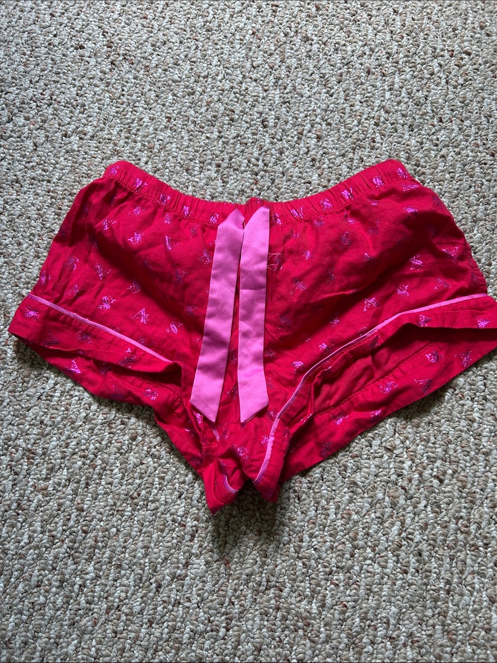 Victoria's Secret Hot Pink Sleep Shorts with Light Pink Ribbon